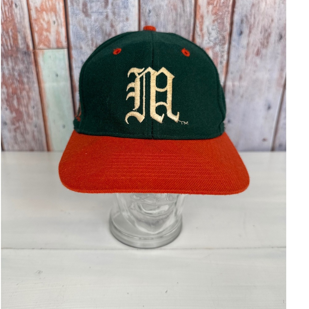 Vtg Miami Hurricanes Hat Top of the World Fitted 7 1/8 Sebastian Old English M